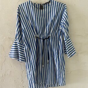 Zara Blue and White Striped Blouse